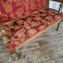 Retro Vintage Solid Wooden Double Pub Bench Pew Seat Settle Hall Chair