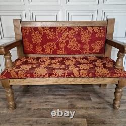 Retro Vintage Solid Wooden Double Pub Bench Pew Seat Settle Hall Chair