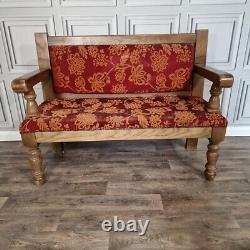 Retro Vintage Solid Wooden Double Pub Bench Pew Seat Settle Hall Chair