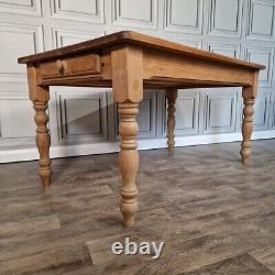 Retro Vintage Solid Wooden Pine Chunky Rustic Dining Table Country Farmhouse