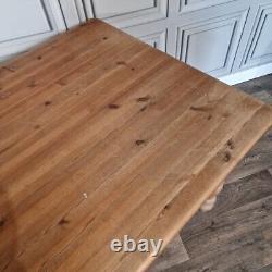 Retro Vintage Solid Wooden Pine Chunky Rustic Dining Table Country Farmhouse