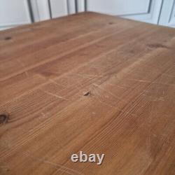 Retro Vintage Solid Wooden Pine Chunky Rustic Dining Table Country Farmhouse