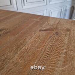 Retro Vintage Solid Wooden Pine Chunky Rustic Dining Table Country Farmhouse