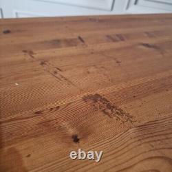 Retro Vintage Solid Wooden Pine Chunky Rustic Dining Table Country Farmhouse