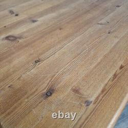 Retro Vintage Solid Wooden Pine Chunky Rustic Dining Table Country Farmhouse