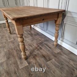 Retro Vintage Solid Wooden Pine Chunky Rustic Dining Table Country Farmhouse