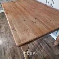 Retro Vintage Solid Wooden Pine Chunky Rustic Dining Table Country Farmhouse