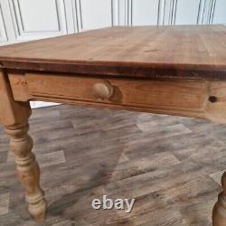 Retro Vintage Solid Wooden Pine Chunky Rustic Dining Table Country Farmhouse