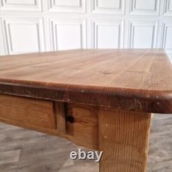 Retro Vintage Solid Wooden Pine Chunky Rustic Dining Table Country Farmhouse