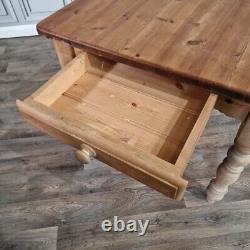 Retro Vintage Solid Wooden Pine Chunky Rustic Dining Table Country Farmhouse