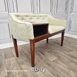 Retro Vintage Telephone Seat Chair Hall Entrance Table Button Back Upholstery