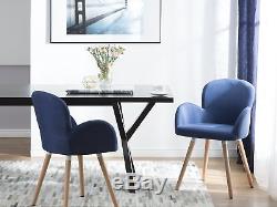Retro Vintage Upholstered Chair Set Dining Room Kitchen Wooden Legs Blue Brookvi