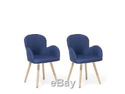 Retro Vintage Upholstered Chair Set Dining Room Kitchen Wooden Legs Blue Brookvi