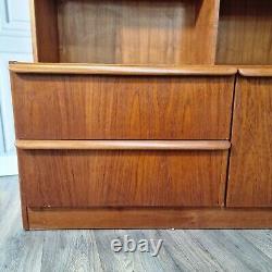 Retro Vintage Wall Unit Mid Century Modern Danish Teak Display Cabinet Dresser