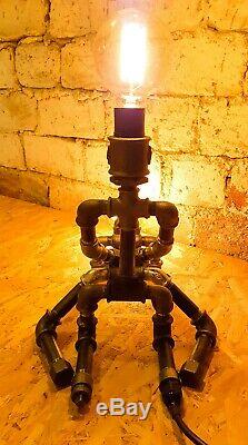 Retro industrial lamp vintage robot steampunk pipe table desk Edison, Make love