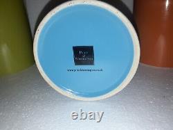 Retro storage jars porcelain orange blue green Price kensington