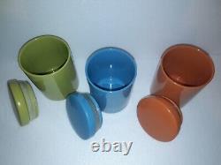 Retro storage jars porcelain orange blue green Price kensington