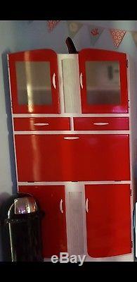 Retro vintage Kitchen Unit / Larder / Pantry Cupboard 1950's. Red and White