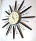 Robert Shaw Mcm Danish Starburst Sputnik Teak Wall Clock Vintage 27
