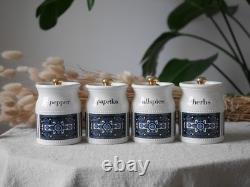 Robert Stewart Scotland Spice Jars Set Of 4, Mid Century Ceramic Canisters