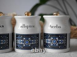 Robert Stewart Scotland Spice Jars Set Of 4, Mid Century Ceramic Canisters