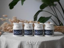 Robert Stewart Scotland Spice Jars Set Of 4, Mid Century Ceramic Canisters