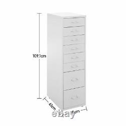 Rolling Office Filing Cabinet Chest ofDrawer Slim Tall Bedside Table Home Office