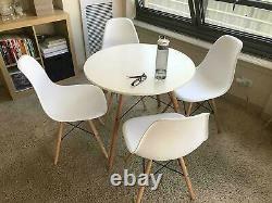 Round Dining Table And 4 Chairs Set Dinning Kitchen Living Room Retro Style