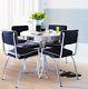 Round Dining Table Set With 4 Chairs Vintage Retro Style Kitchen Dinner Furniture