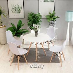 Round Dining Table and 2/4 Chairs Set Round Table Wood Legs Kitchen Office Home