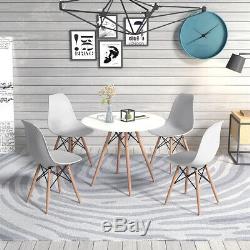 Round Dining Table and 2/4 Chairs Set Round Table Wood Legs Kitchen Office Home