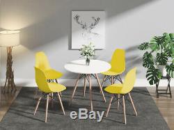 Round Dining Table and 2/4 Chairs Set Round Table Wood Legs Kitchen Office Home