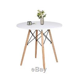 Round Dining Table and 2/4 Chairs Set Round Table Wood Legs Kitchen Office Home