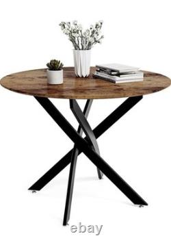 Round Wooden Dining Table 100cm Retro Kitchen Table for Dining Room