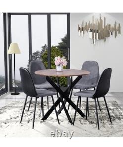 Round Wooden Dining Table 100cm Retro Kitchen Table for Dining Room