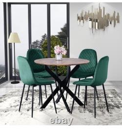 Round Wooden Dining Table 100cm Retro Kitchen Table for Dining Room