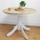 Round Wooden Dining Table In White/natural 4 Seater