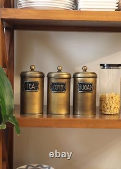 Rozi Gold Coffee, Tea, And Sugar Canister Set 22 cm (H)