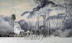 Rural painting retro trees mural Removable or Regular wallpaper Vintage scenic