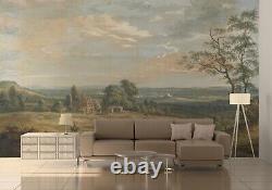 Rural painting retro wall mural Removable or Regular wallpaper Vintage scenic