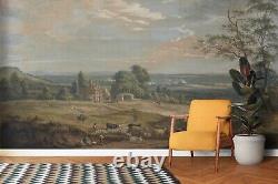 Rural painting retro wall mural Removable or Regular wallpaper Vintage scenic