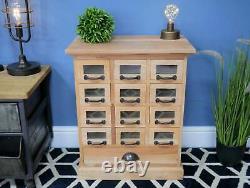 Rustic Apothecary Cabinet Vintage Retro Furniture Small Wooden Chest 13 Drawers