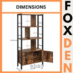 Rustic Bookcase Cupboard 4 Tier Retro Vinyl Record Shelving Unit Display Stand