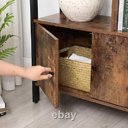 Rustic Bookcase Cupboard 4 Tier Retro Vinyl Record Shelving Unit Display Stand