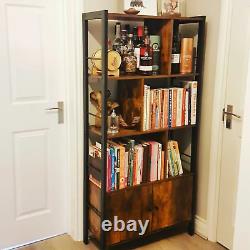 Rustic Bookcase Cupboard 4 Tier Retro Vinyl Record Shelving Unit Display Stand