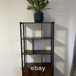 Rustic Bookcase Cupboard 4 Tier Retro Vinyl Record Shelving Unit Display Stand