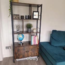Rustic Bookcase Cupboard 4 Tier Retro Vinyl Record Shelving Unit Display Stand