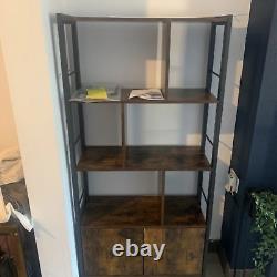 Rustic Bookcase Cupboard 4 Tier Retro Vinyl Record Shelving Unit Display Stand