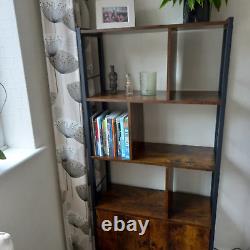 Rustic Bookcase Cupboard 4 Tier Retro Vinyl Record Shelving Unit Display Stand