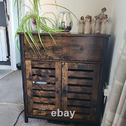 Rustic Brown Freestanding Cabinet Storage Cupboard Drawer and Shelves Sideboard